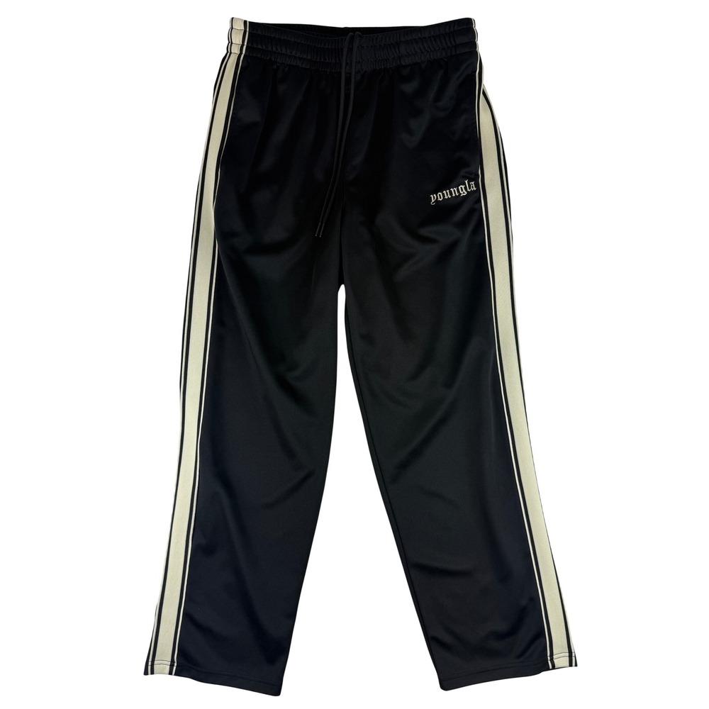 YoungLA Track Pants Mens Large Black Model 241 Side Stripe Athletic Joggers